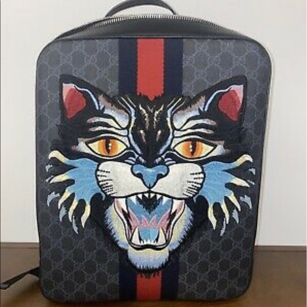 Mens gucci angry cat backpack